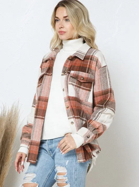 When All Else Fail Yarn Dyed Plaid Shacket-Women's Clothing-Shop Z & Joxa