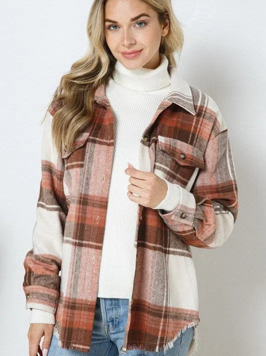 When All Else Fail Yarn Dyed Plaid Shacket-Women's Clothing-Shop Z & Joxa