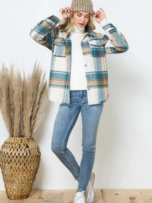 When All Else Fail Yarn Dyed Plaid Shacket-Women's Clothing-Shop Z & Joxa