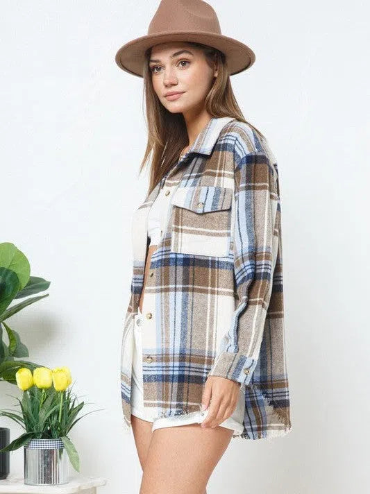 When All Else Fail Yarn Dyed Plaid Shacket-Women's Clothing-Shop Z & Joxa