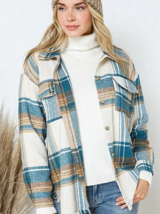 When All Else Fail Yarn Dyed Plaid Shacket-Women's Clothing-Shop Z & Joxa