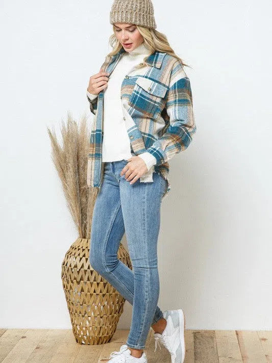 When All Else Fail Yarn Dyed Plaid Shacket-Women's Clothing-Shop Z & Joxa