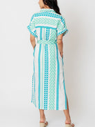 Where the Sky Touches the Sea Striped Button Down Midi Belt Dress-Women's Clothing-Shop Z & Joxa