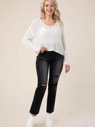 White Noise Ribbed Knit V-neck Sweater-Women's Clothing-Shop Z & Joxa