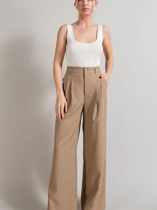 Wide Leg Style Pleated Pants-Women's Clothing-Shop Z & Joxa