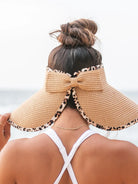 Wild About Sunshine Leopard Trim Foldable Bow Visors-Women's Accessories-Shop Z & Joxa