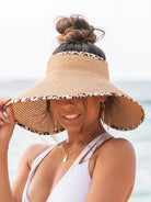 Wild About Sunshine Leopard Trim Foldable Bow Visors-Women's Accessories-Shop Z & Joxa