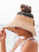 Wild About Sunshine Leopard Trim Foldable Bow Visors-Women's Accessories-Shop Z & Joxa