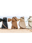 Wild About Sunshine Leopard Trim Foldable Bow Visors-Women's Accessories-Shop Z & Joxa