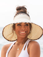 Wild About Sunshine Leopard Trim Foldable Bow Visors-Women's Accessories-Shop Z & Joxa