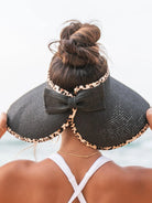 Wild About Sunshine Leopard Trim Foldable Bow Visors-Women's Accessories-Shop Z & Joxa