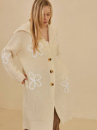 Wild Bloom Overstitch Wide Collar Long Cardigan-Women's Shirts & Tops-Shop Z & Joxa