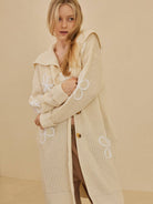 Wild Bloom Overstitch Wide Collar Long Cardigan-Women's Shirts & Tops-Shop Z & Joxa