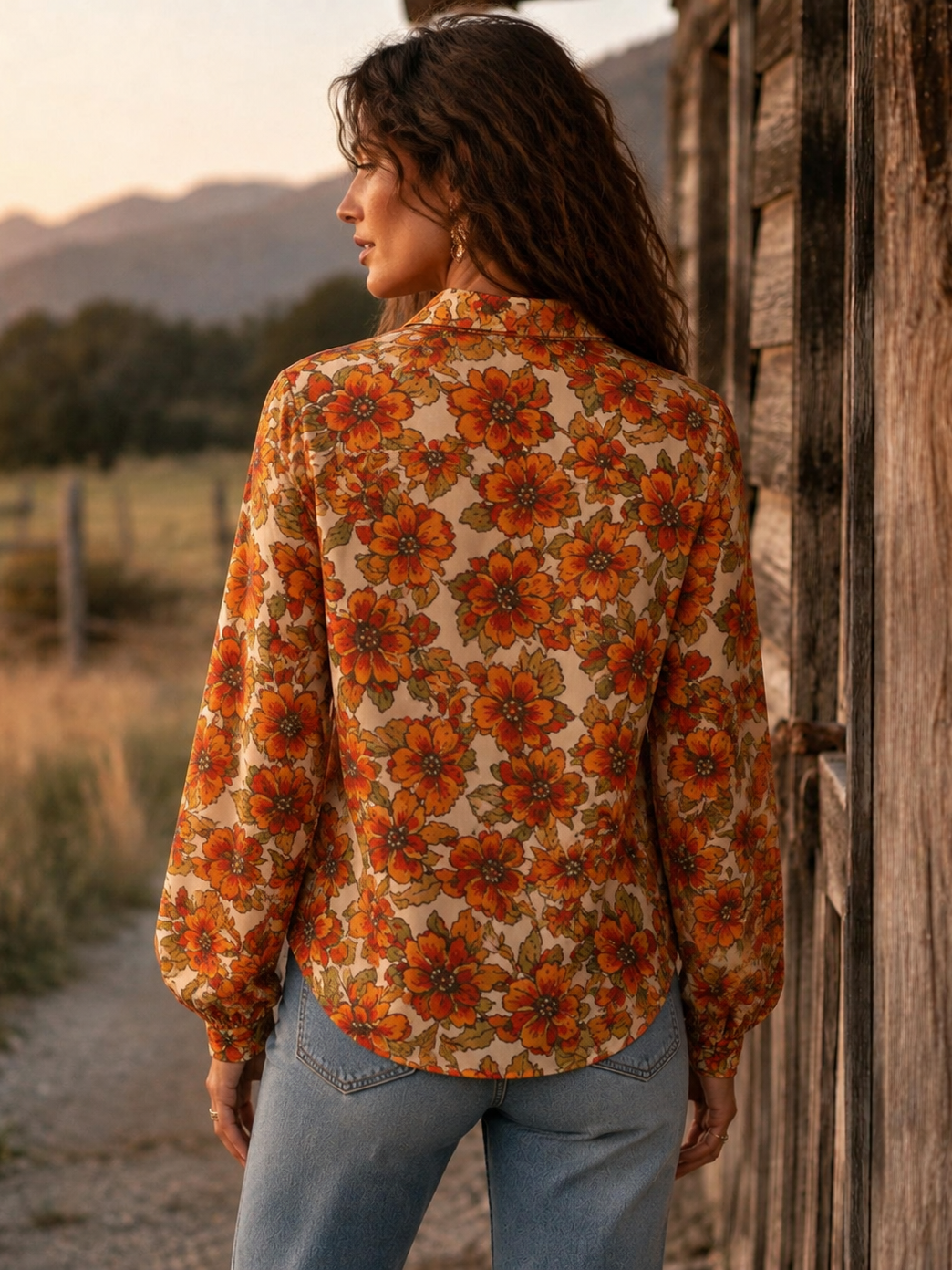 Wild Magnolia Long Sleeve Floral Blouse-Apparel & Accessories-Shop Z & Joxa