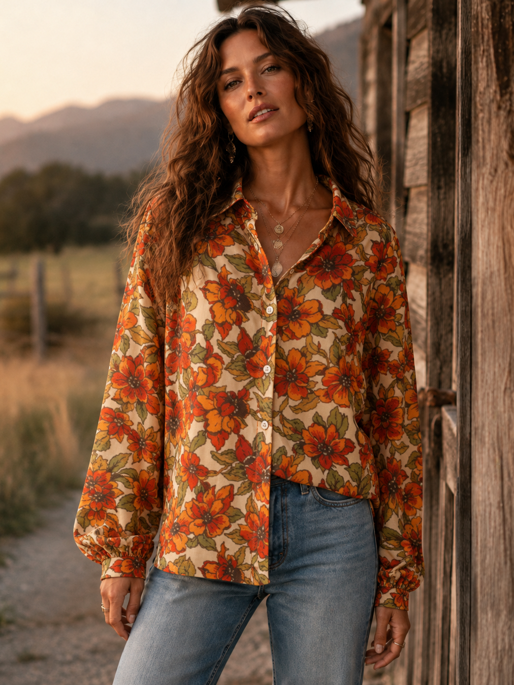 Wild Magnolia Long Sleeve Floral Blouse-Apparel & Accessories-Shop Z & Joxa