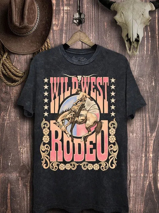 Wild West Rodeo Western Inspired Graphic Top-Women's Clothing-Shop Z & Joxa