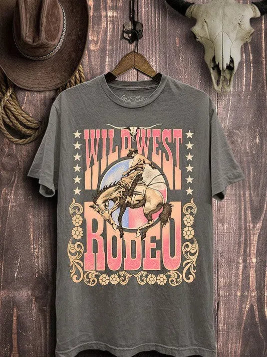 Wild West Rodeo Western Inspired Graphic Top-Women's Clothing-Shop Z & Joxa
