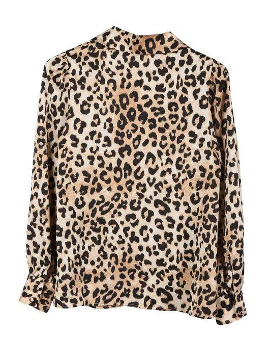 Wild and Free Satin Leopard Blouse-Women's Clothing-Shop Z & Joxa