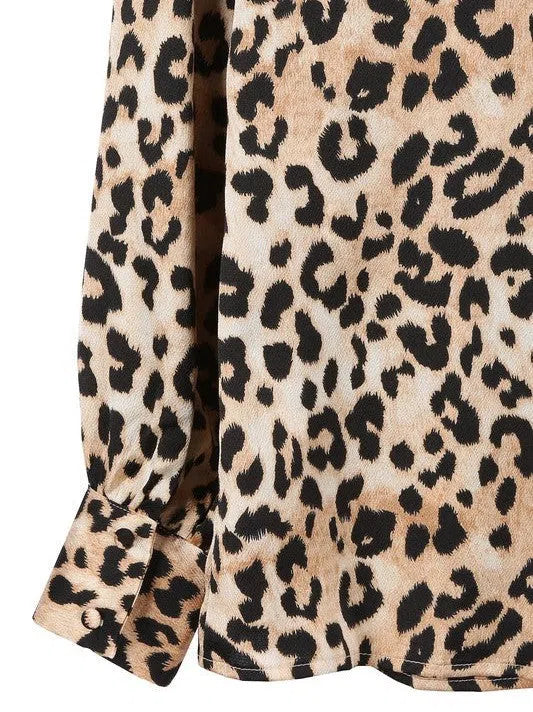 Wild and Free Satin Leopard Blouse-Women's Clothing-Shop Z & Joxa