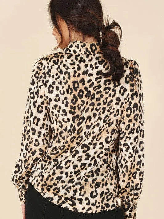 Wild and Free Satin Leopard Blouse-Women's Clothing-Shop Z & Joxa