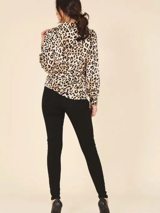 Wild and Free Satin Leopard Blouse-Women's Clothing-Shop Z & Joxa