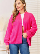 Woven Right Pink Crush Rib-Knit Open Front Cardigan-Women's Shirts & Tops-Shop Z & Joxa