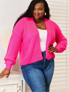 Woven Right Pink Crush Rib-Knit Open Front Cardigan-Women's Shirts & Tops-Shop Z & Joxa