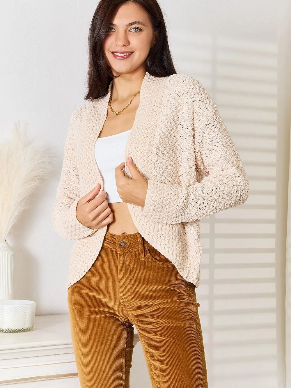 Wrap Star: Double Take Open-Front Long Sleeve Cardigan-Women's Shirts & Tops-Shop Z & Joxa