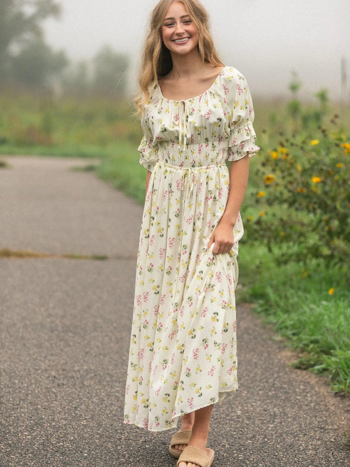 Written in the Flowers Puff Sleeve Floral Maxi Dress-Women's Dresses-Shop Z & Joxa