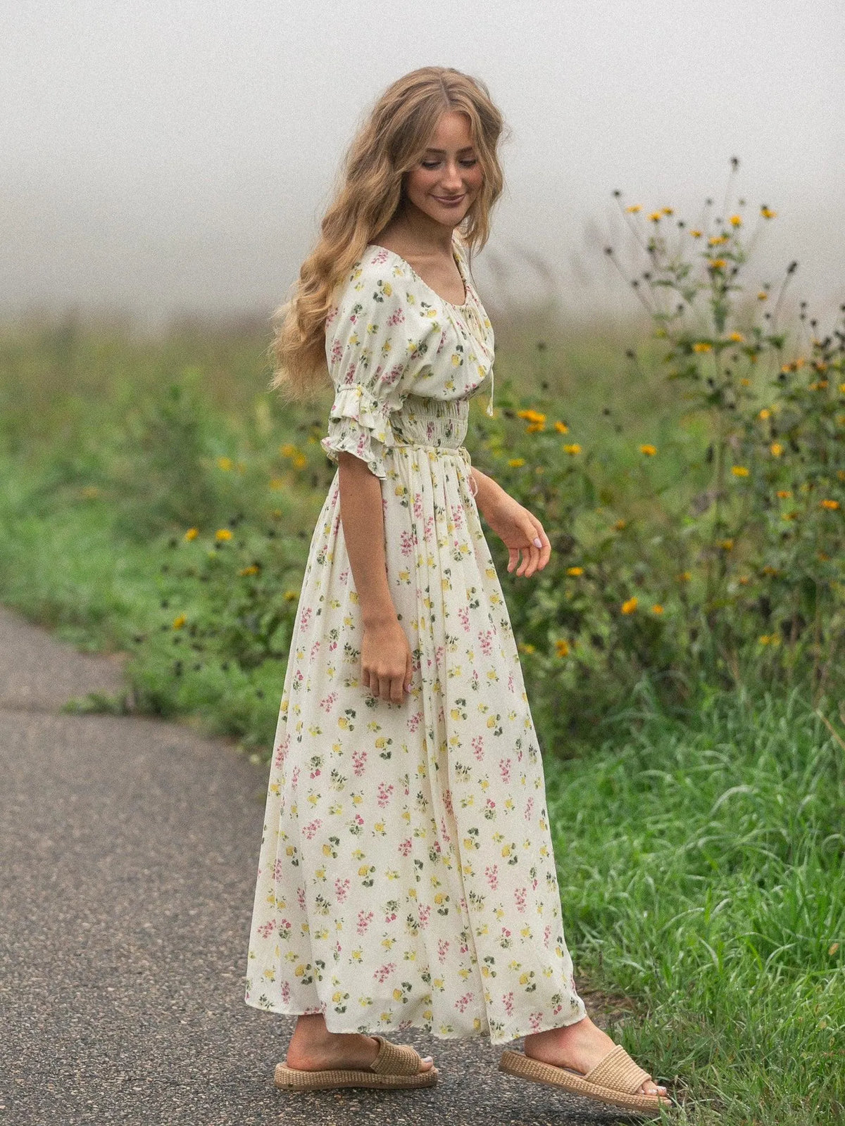 Written in the Flowers Puff Sleeve Floral Maxi Dress-Women's Dresses-Shop Z & Joxa
