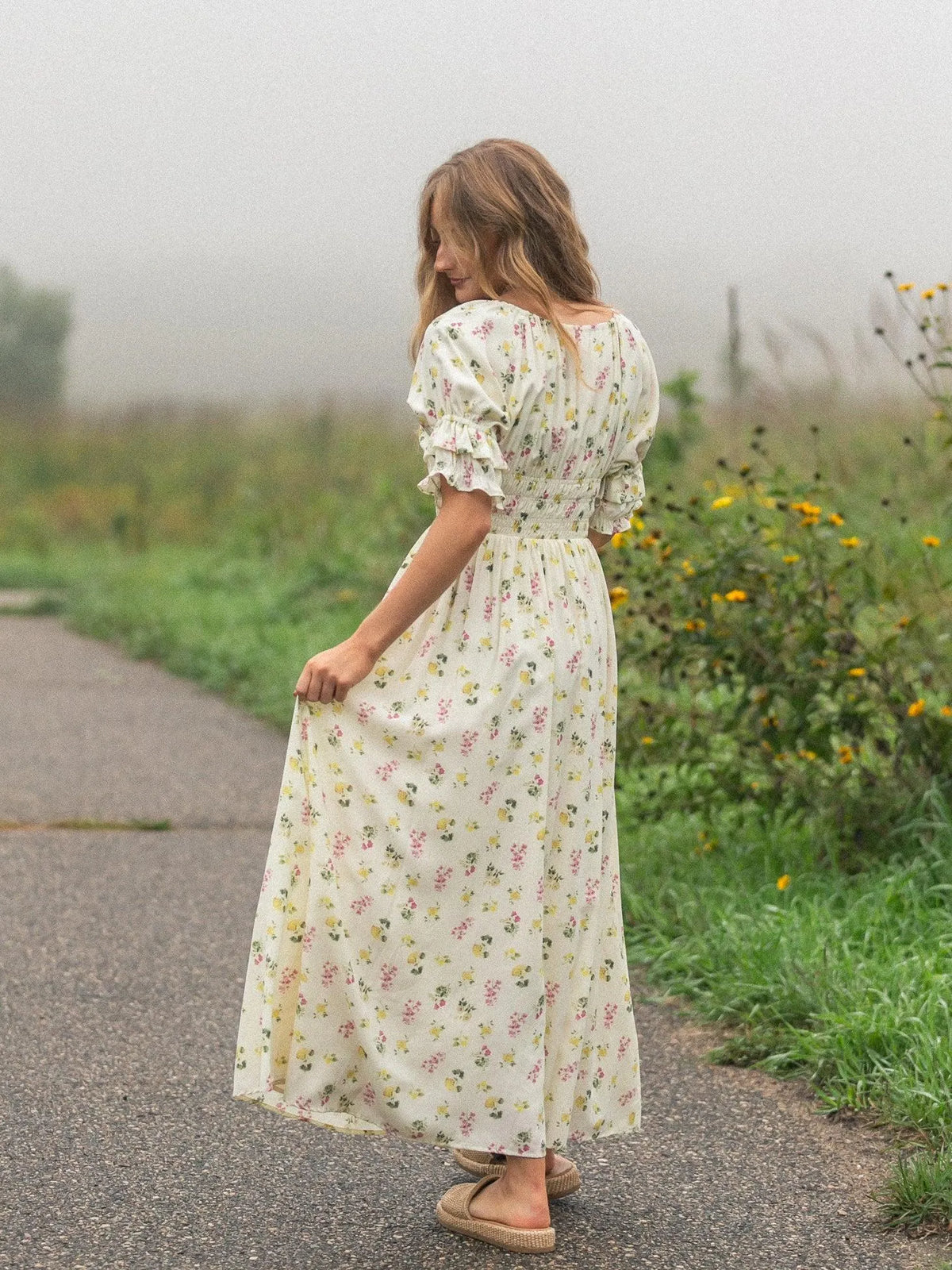 Written in the Flowers Puff Sleeve Floral Maxi Dress-Women's Dresses-Shop Z & Joxa