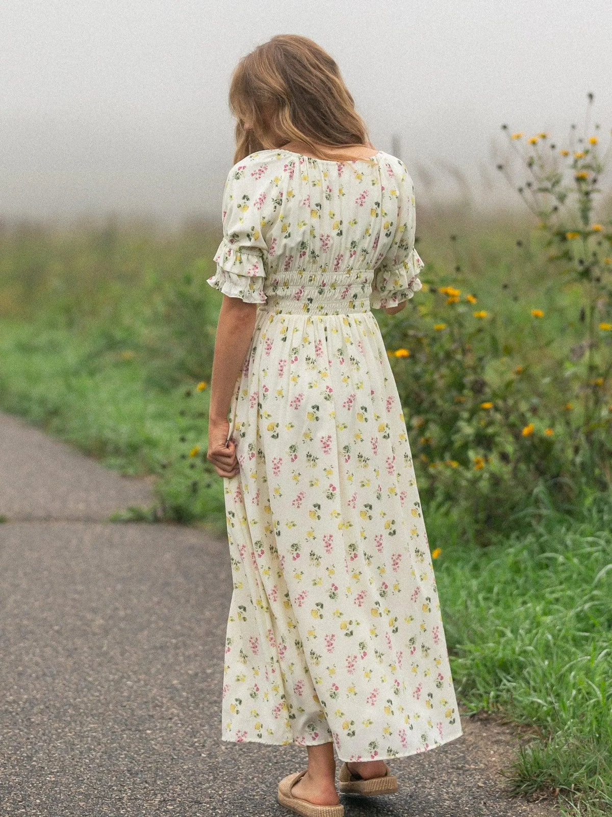 Written in the Flowers Puff Sleeve Floral Maxi Dress-Women's Dresses-Shop Z & Joxa
