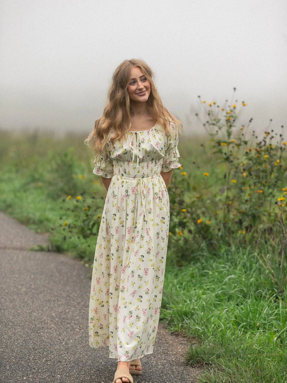 Written in the Flowers Puff Sleeve Floral Maxi Dress-Women's Dresses-Shop Z & Joxa