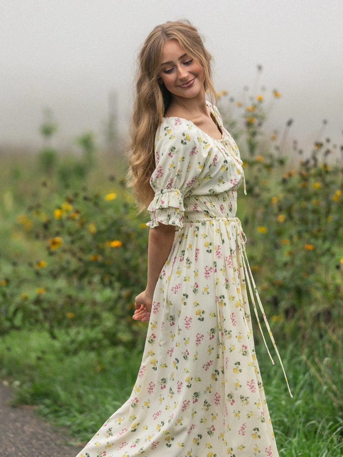 Written in the Flowers Puff Sleeve Floral Maxi Dress-Women's Dresses-Shop Z & Joxa