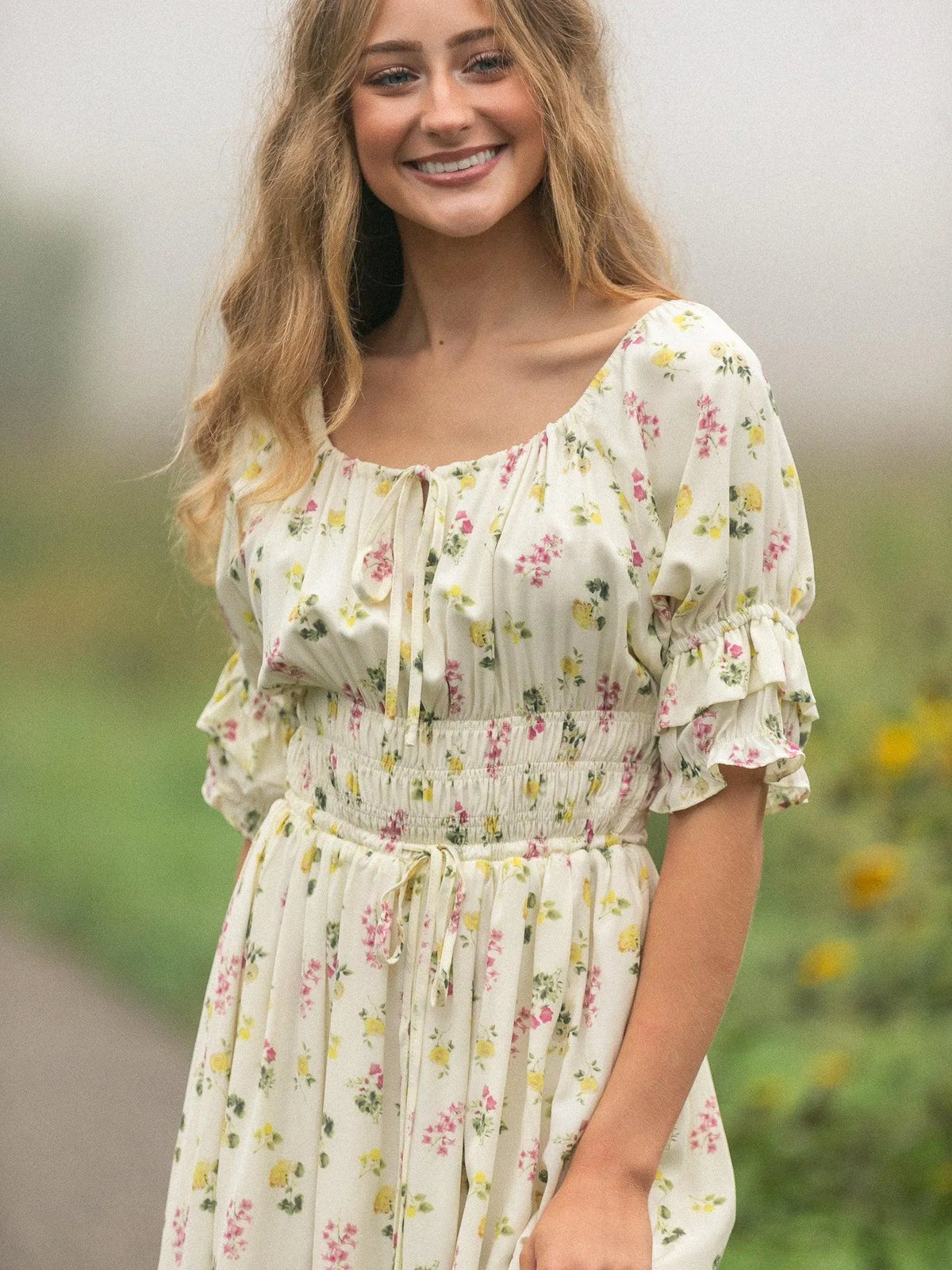 Written in the Flowers Puff Sleeve Floral Maxi Dress-Women's Dresses-Shop Z & Joxa