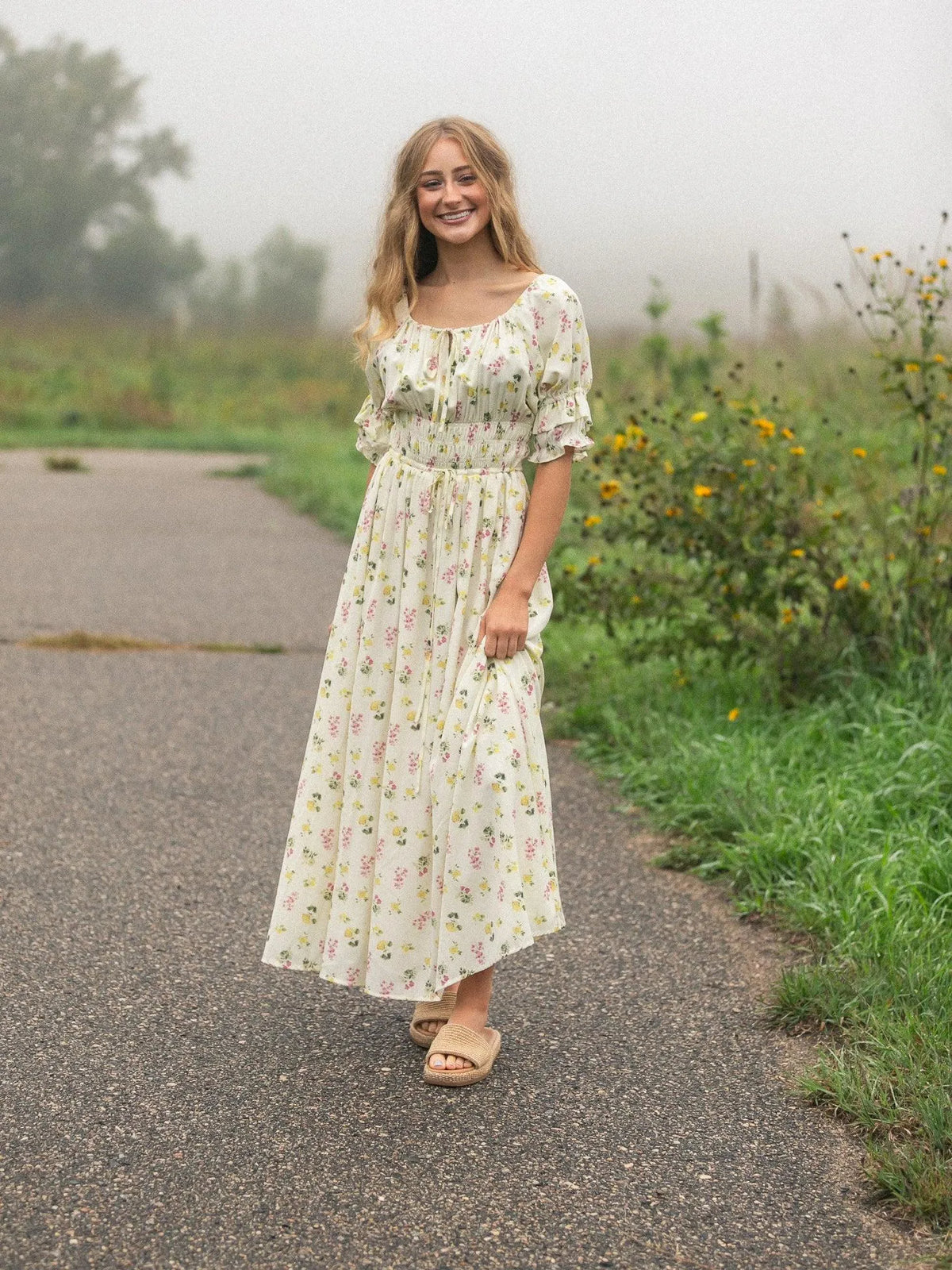 Written in the Flowers Puff Sleeve Floral Maxi Dress-Women's Dresses-Shop Z & Joxa
