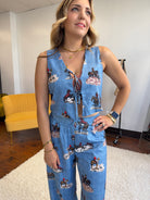 Yeehaw on Repeat Western Front Tie Sleeveless Vest Top-Women's Shirts & Tops-Shop Z & Joxa