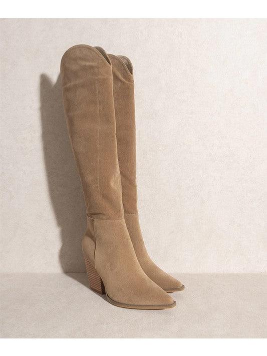 Yes Please Pointed-Toe Suede Knee High Boots-Women's Shoes-Shop Z & Joxa