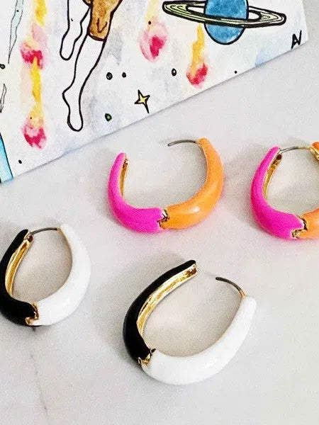 You Can Have It Both Ways Two Toned Reversible Hoop Earrings-Women's Accessories-Shop Z & Joxa