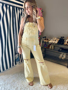 You Had Me At Yellow Distressed Denim Overalls-Women's Clothing-Shop Z & Joxa