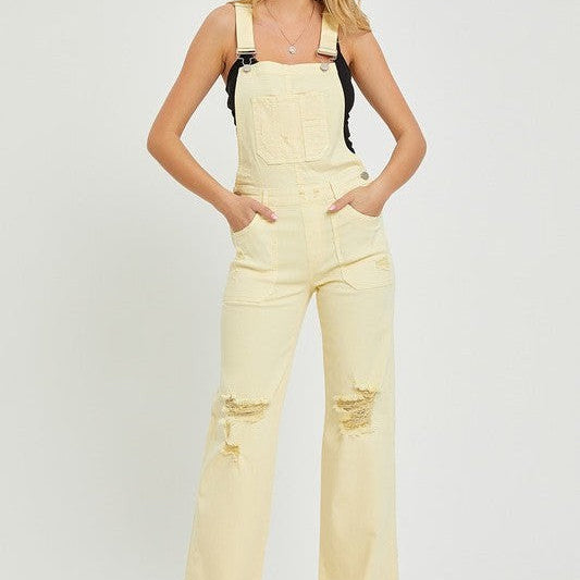 You Had Me At Yellow Distressed Denim Overalls-Women's Clothing-Shop Z & Joxa