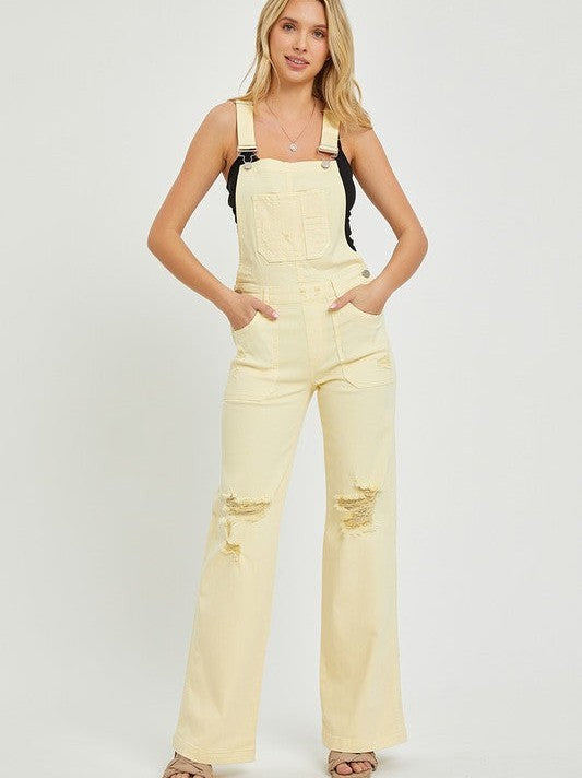 You Had Me At Yellow Distressed Denim Overalls-Women's Clothing-Shop Z & Joxa