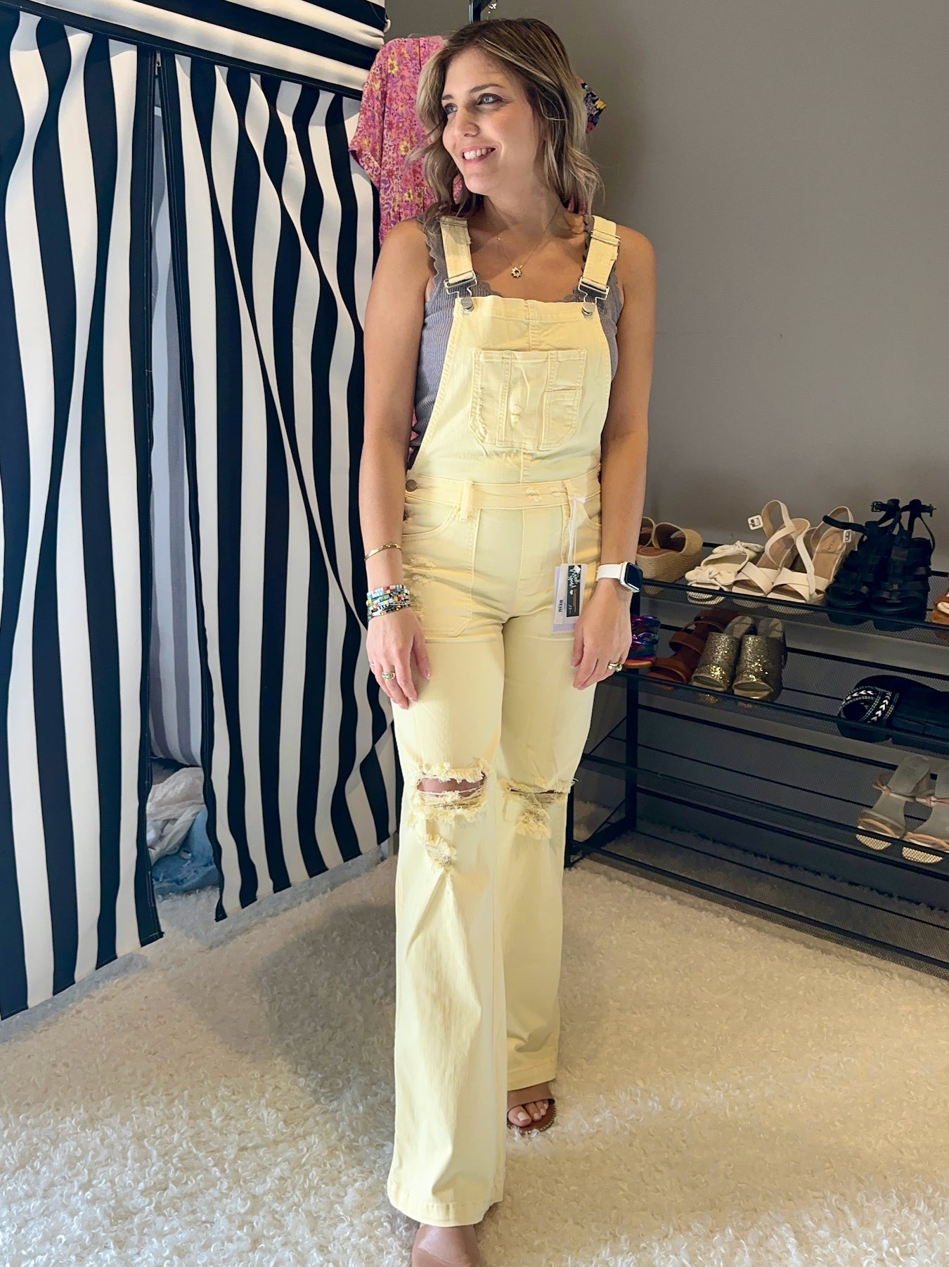 You Had Me At Yellow Distressed Denim Overalls-Women's Clothing-Shop Z & Joxa