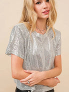 You are Magic Silver Metallic Cropped Sequin Top-Women's Clothing-Shop Z & Joxa