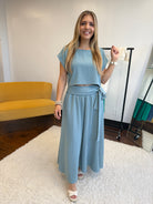 Zenana Make it Stylish Heavy Woven Cropped Tee & Skirt Set-Women's Sets-Shop Z & Joxa