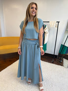 Zenana Make it Stylish Heavy Woven Cropped Tee & Skirt Set-Women's Sets-Shop Z & Joxa