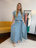 Zenana Make it Stylish Heavy Woven Cropped Tee & Skirt Set-Women's Sets-Shop Z & Joxa