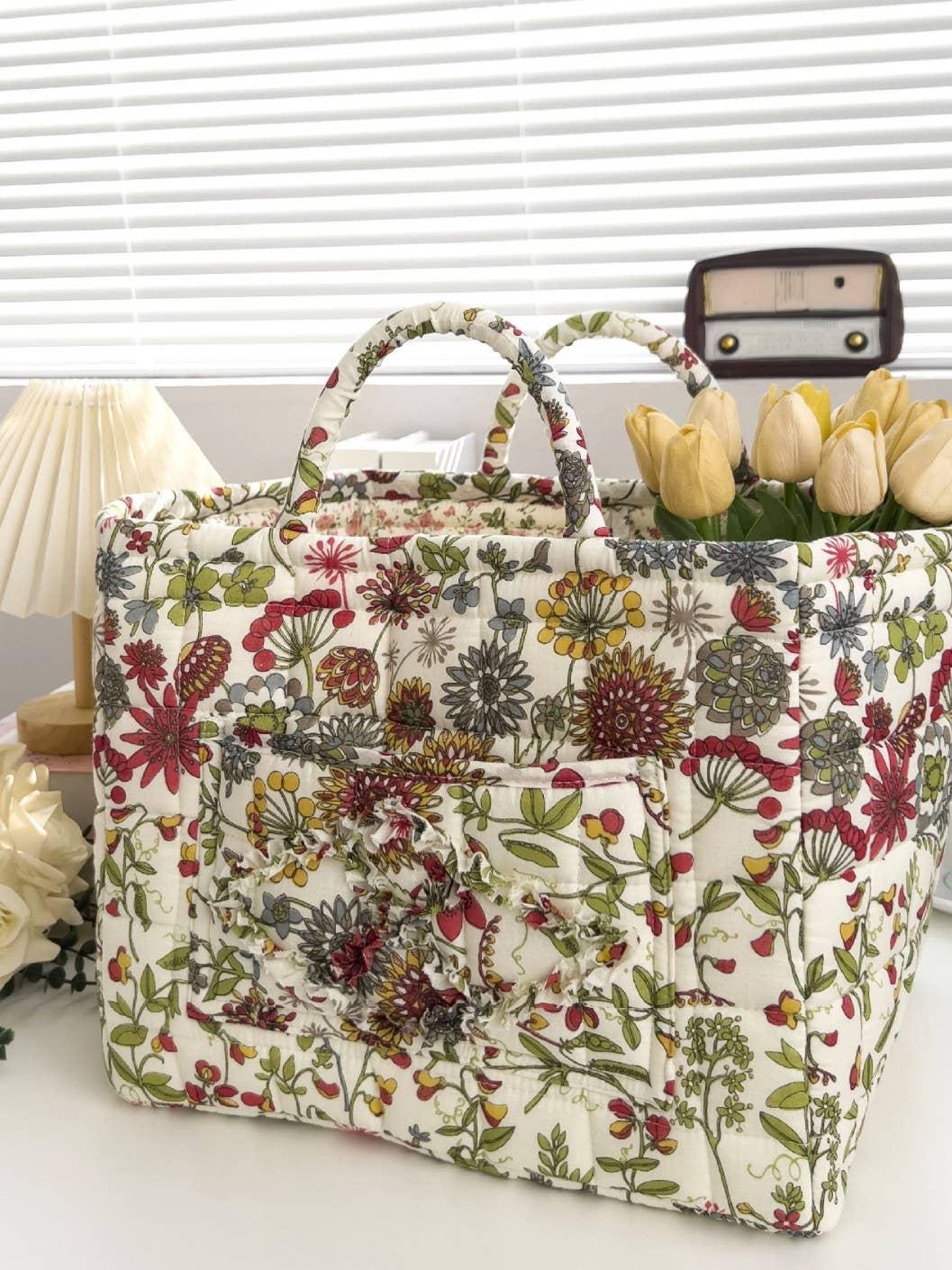 Carry It Cute Floral Quilted Storage Tote