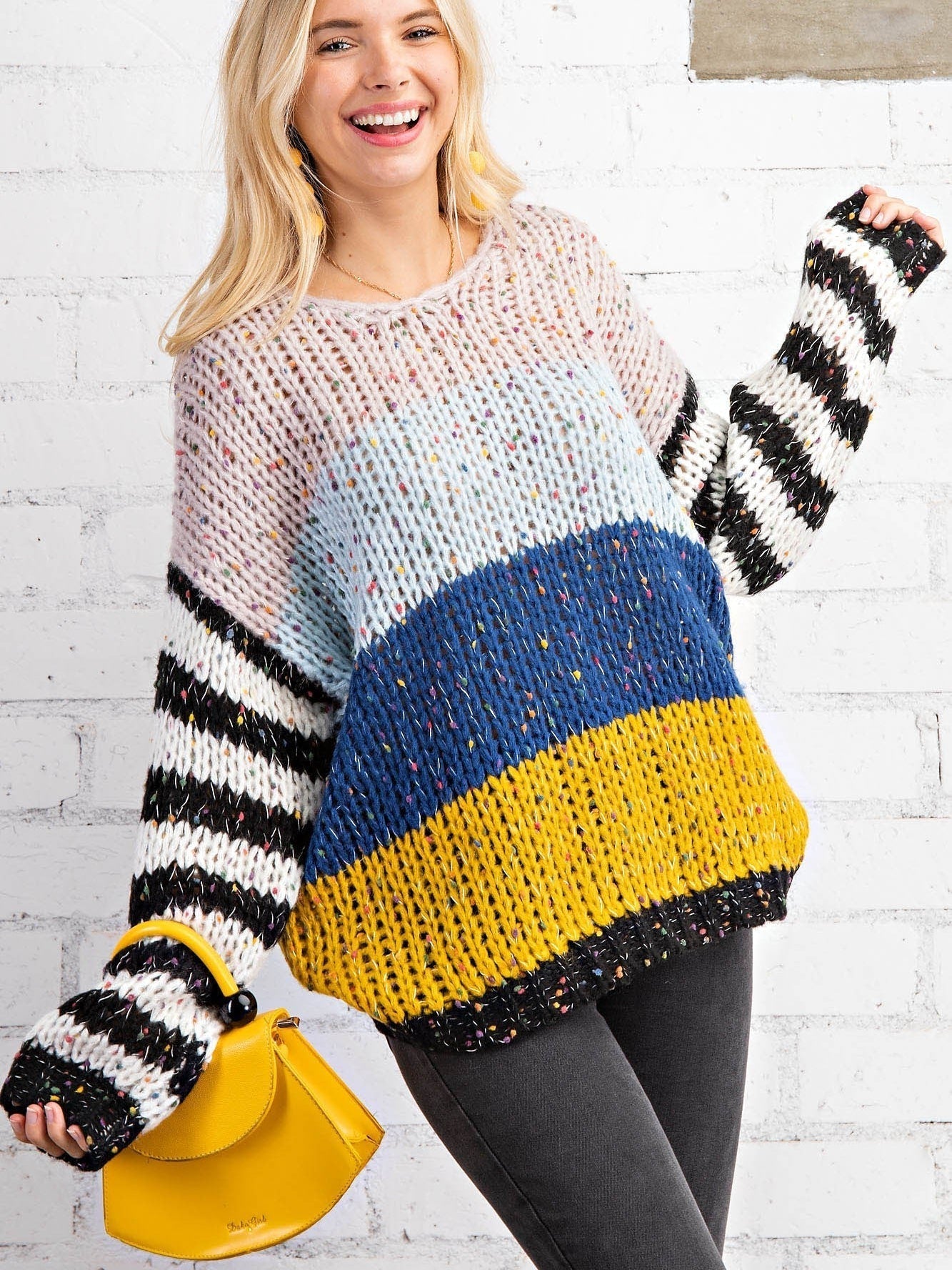Chunky Yarn Oversized Confetti Sweater-Women's Clothing-Z & Joxa Co.