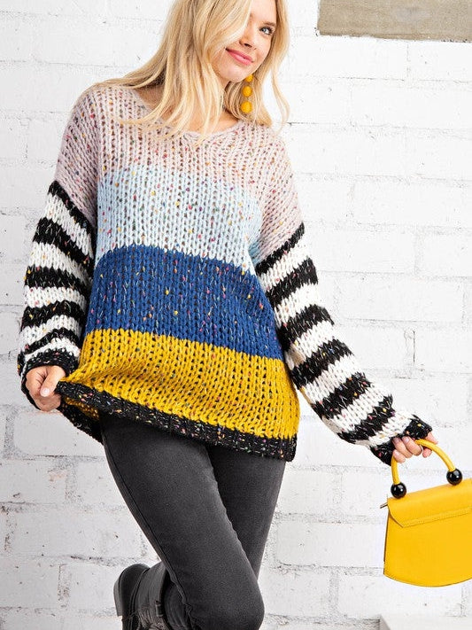 Chunky Yarn Oversized Confetti Sweater-Women's Clothing-Shop Z & Joxa